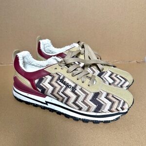 Missoni Unisex Shmisrun Running Sneaker Beige Bordeaux Size 5.5 US M / 7 US W